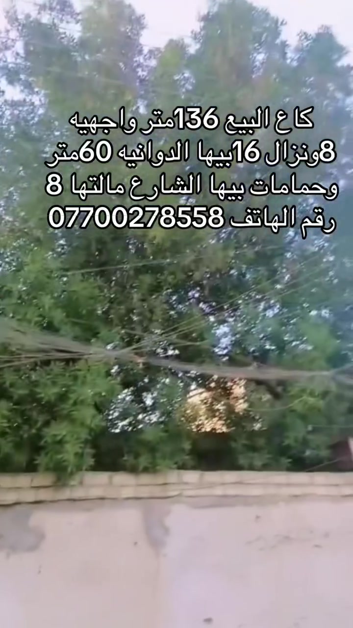 كاع البيع 136متر واجهيه 8ونزال 16
بيها ديوانيه 60متر حمامات الشارع مالتها 8
رقم الهاتف ***********
