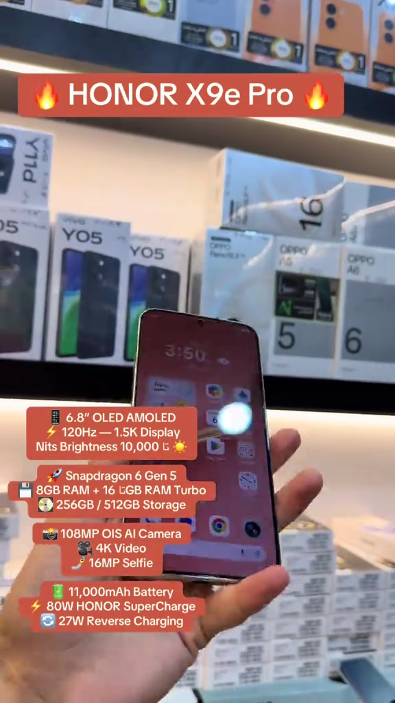 هونر X9e برو • شاشة OLED ١٢٠هرتز • بطارية ١١٠٠٠