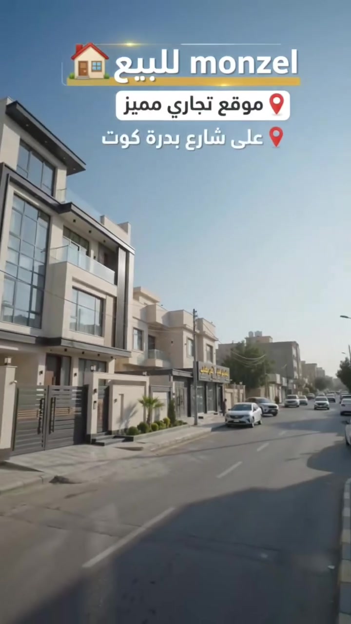 ⚠️ ملاحظة مهمة:
الصور ومقطع الفيديو مصممة باستخدام الذكاء الاصطناعي للتوضيح فقط، ولا تمثل شكل المنزل الحقيقي بشكل دقيق.
#مكتب_عقارات_محمد_الواسطي 

🏠 منزل للبيع – فرصة مميزة

📐 المساحة: 100 متر مربع
📏 الوجه: 10 متر
📏 النزال: 12.5 متر

🏡 تفاصيل المنزل:
• الطابق الأول: غرفة نوم + هول + مطبخ + صحيات داخلية
• الطابق الثاني: غرفة نوم

📍 الموقع: تجاري ومميز على شارع بدرة كوت

💰 السعر: 50 مليون دينار

📞 للاستفسار:
محمد الواسطي
☎️ ***********
☎️ *********** واتساب

🏢 مكتب عقارات محمد الواسطي

موقع تجاري مميز… فرصة تستحق الاهتمام.

