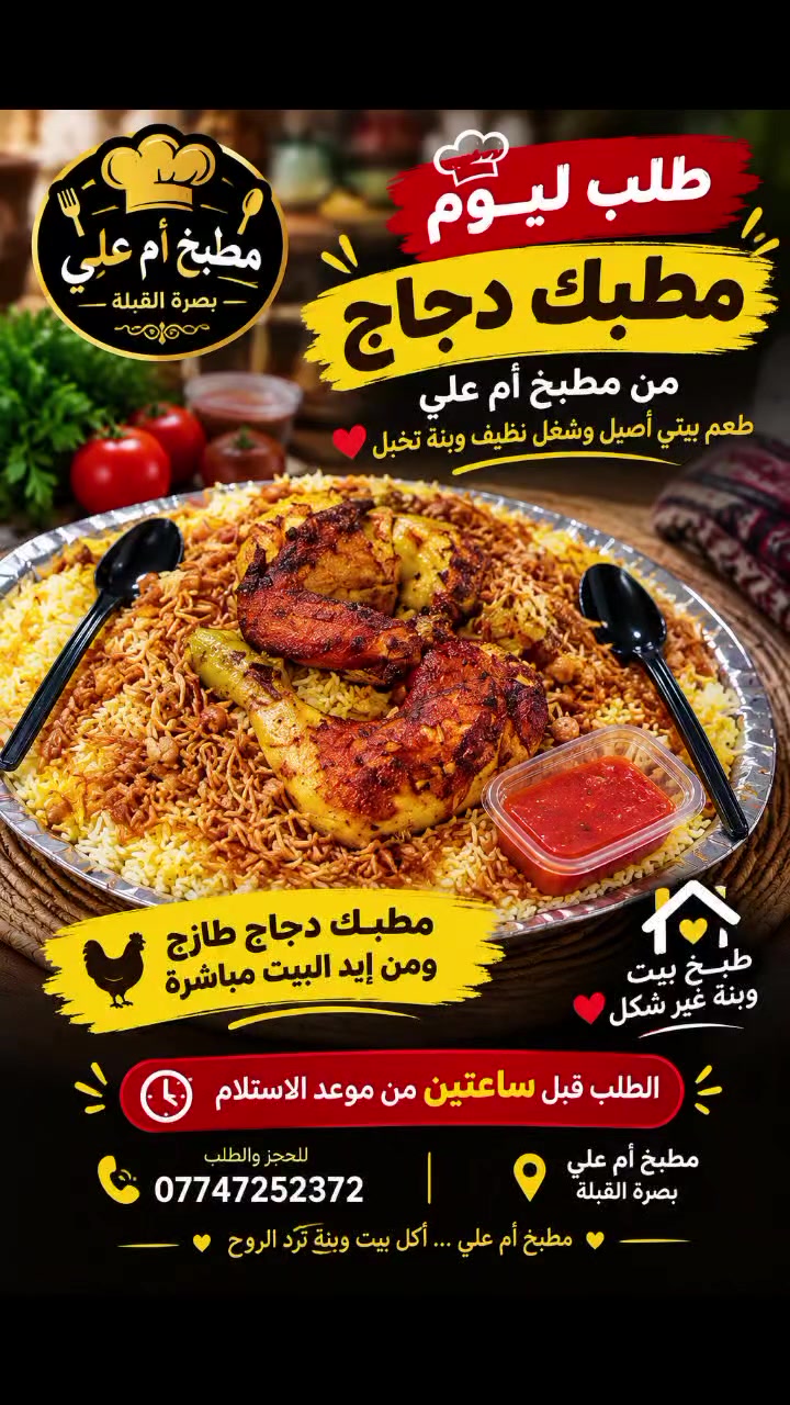 مطبخ أم علي • دجاج بيتي • بصرة القبلة