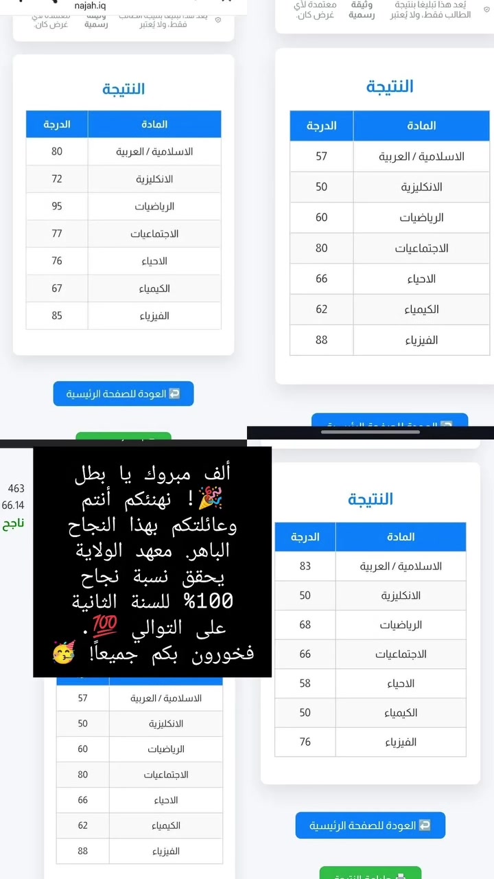 ألف مبروك يا بطل 🎉! نهنئكم أنتم وعائلتكم بهذا النجاح الباهر. معهد الولاية يحقق نسبة نجاح 100% للسنة الثانية على التوالي 💯. فخورون بكم جميعاً! 🥳
بانتظاركم ....سارعوا لحجز مقاعدكم
كل التوفيق لطلبتنا الاعزاء.

📞 للاستفسار
 ***********

📍 كربلاء مقابل مرقد الحر مجاور صيرف مكتب اليساري 
✨ انضموا إلينا وحققوا النجاح مع معهد الولاية 

#معهد_الولاية

https://t.me/al_alwilaya

‏تابع قناة معهد الولاية في واتساب: https://whatsapp.com/channel/0029VbAFjba4IBh7GkBkAa2d

https://www.facebook.com/share/15j3eNdxuV/

https://vt.tiktok.com/ZSr29GcXw/
