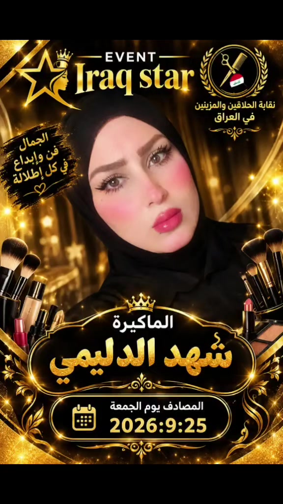 اهلا وسهلا بكم جميعا في افينت عراق استار لتجميل للشتراك علئ *********** 
25 الف الاشتراك مع شهادة نقابه العامة للمزينين @إشارة
