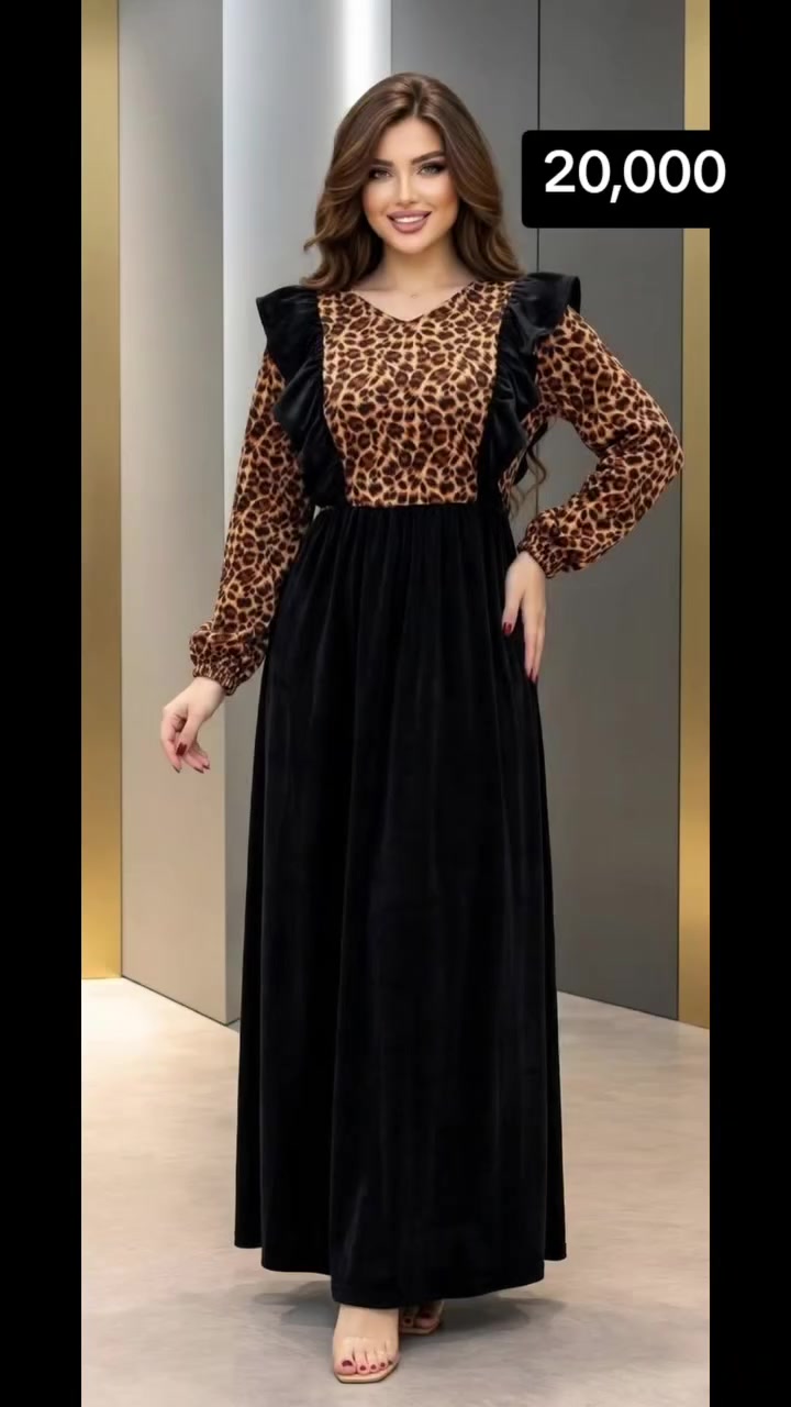 فستان نسائي • مخمل ناعم • فري سايز ١١٠ كيلو