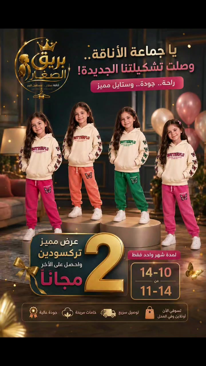 هوديات فراشات • ٨-١٢ سنة • عرض ٢+١