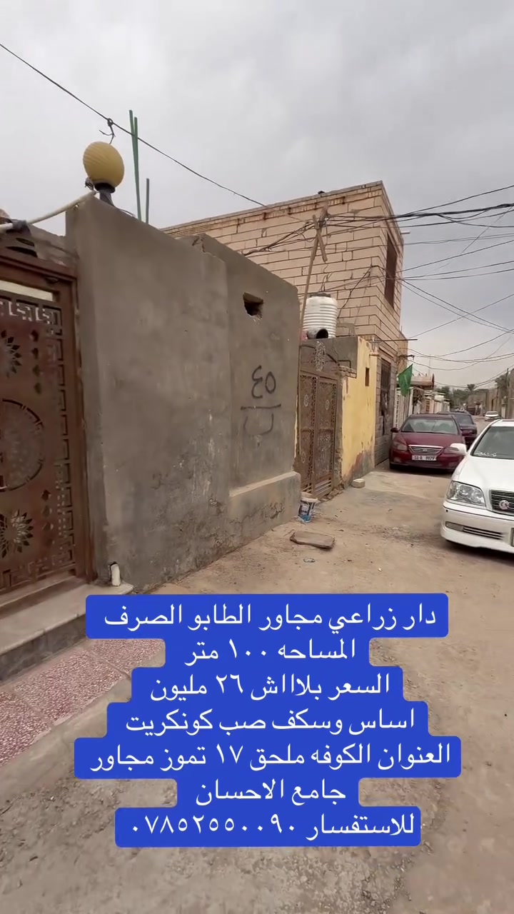 دار زراعي • ١٠٠م • الكوفة حي ١٧