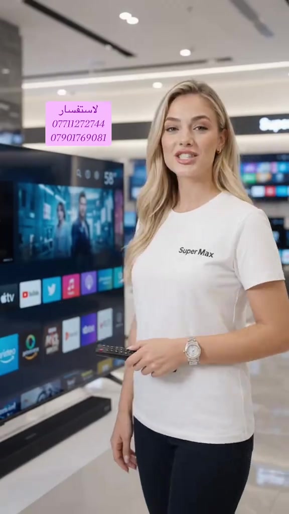 🔥 شاشة ذكية موديل 58 سمارت 🔥 ✨ تدعم جميع التطبيقات 🎬 فودو | شاهد | نتفلكس | سينمانا وأكثر 🚚 التوصيل مجاناً إلى باب البيت السعر 410 الف 📲 للحجز والاستفسار: *********** *********** 🔥 لا تفوّت العرض من سوبر ماكس 🔥

نص مكتوب في الصور:
- 58" لاستفسار *********** ***********