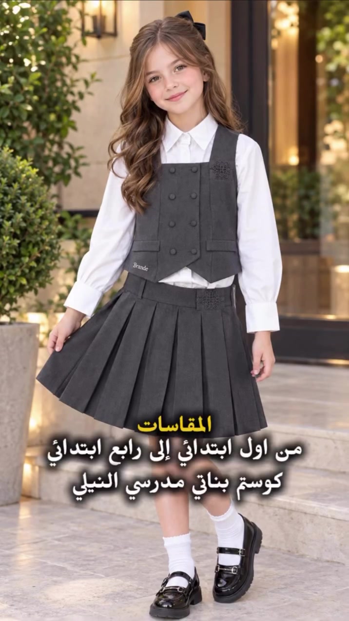 

نص مكتوب في الصور:
- المقاسات من اول ابتدائي إلى رابع ابتدائي كوستم بناتي مدرسي النيلي
