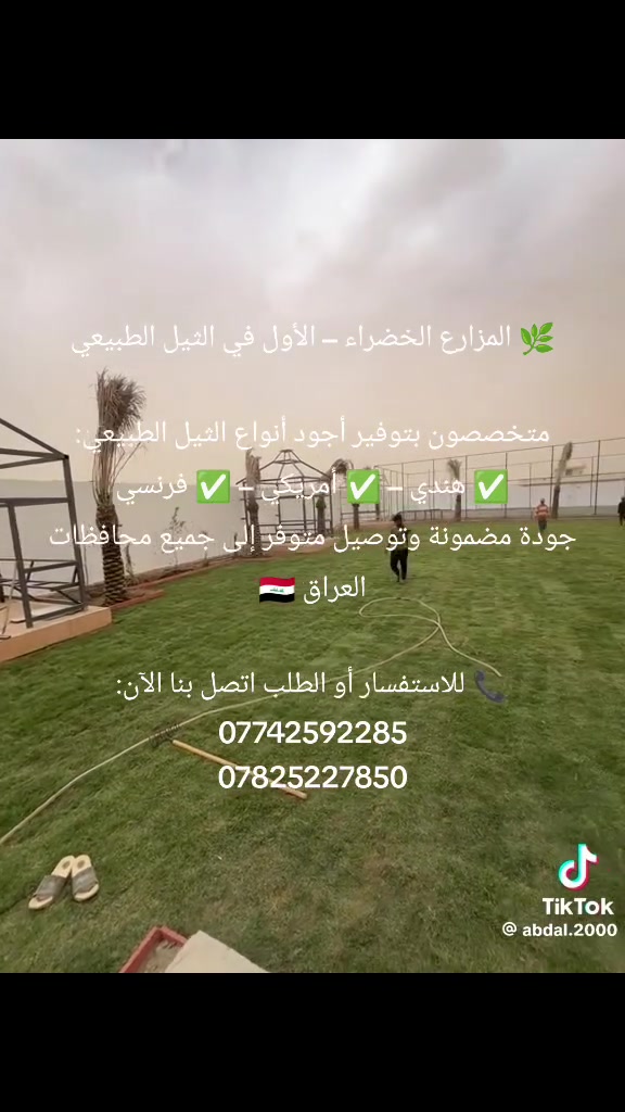 🌿 المزارع الخضراء – الأول في الثيل الطبيعي

متخصصون بتوفير أجود أنواع الثيل الطبيعي:
✅ هندي – ✅ أمريكي – ✅ فرنسي
جودة مضمونة وتوصيل متوفر إلى جميع محافظات العراق 🇮🇶

📞 للاستفسار أو الطلب اتصل بنا الآن:
***********
***********
