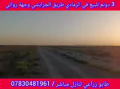 أرض • الرمادي طريق الجرايشي • ٣ دونم