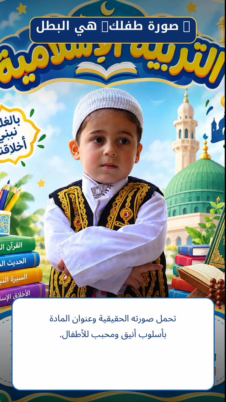 📚✨ غلاف دفتر طفلك… بتصميم يميّزه! ✨📚
حوّل صورة طفلك إلى ورقة لاصقة بحجم A4 بتصميم مدرسي مميز وجذاب، تحمل صورته الحقيقية وعنوان المادة بأسلوب أنيق ومحبب للأطفال. 🎒📖
🌟 تصميم خاص باسم وصورة الطالب
📐 مقاس A4
🖨️ جودة عالية ومناسبة للطباعة
🎨 ألوان وتصميم متناسق مع المادة الدراسية
✏️ مساحة لبيانات الطالب
💙 صورة الطفل تبقى هي العنصر الأساسي في التصميم
خلّي دفاتر طفلك مختلفة ومميزة من أول نظرة! 🌈📚
📩 أرسل صورة طفلك + اسم المادة، ودعنا نصمم له غلافًا خاصًا به.
للطلب والاستفسار مراسلة الصفحة أو الاتصال على الرقم ***********

نص مكتوب في الصور:
- دفتر الاجتماعيات التاريخ الجغرافيا الوطن الاسم: الصف: المدرسة: المادة:
- التربية الإسلامية بالعلم نبني أخلاقنا الإسم: الصف: المدرسة: المادة:
- القراءة الإسم: الصف: المدرسة: المادة:
- دفتر الرياضيات الإسم: الصف: المدرسة: المادة: