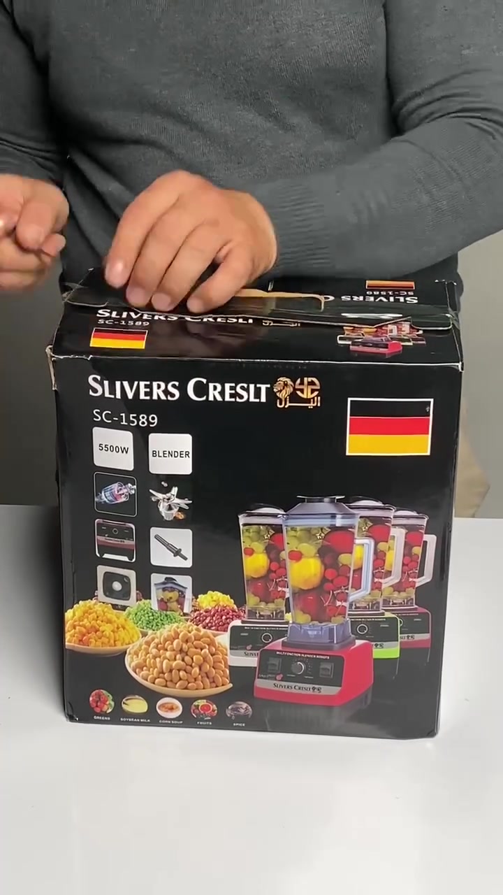 خلاط كهربائي جديد Slivers Creslt متعدد الوظائف موديل SC-1589 
خلاط كهربائي قوي ومتعدد الاستخدامات مصمم لأعمال الخلط والطحن اليومية بكفاءة عالية.

• محرك بقدرة 5500 واط مناسب للاستخدام المكثف

• سرعة دوران عالية تصل إلى 32000 دورة/الدقيقة

• تحكم بالسرعة

• شفرات تقطيع من الستانلس ستيل

• جرة كبيرة من البولي كربونيت بسعة 2500 مل

• نظام حماية من زيادة التيار وارتفاع الحرارة

• القدرة الكهربائية: 5500W

• السرعة: 32000 RPM

• سعة الجرة المقننة: 2.5 لتر

• الجهد الكهربائي: 220V ~ 50Hz

للتواصل *********** واتساب فقط
