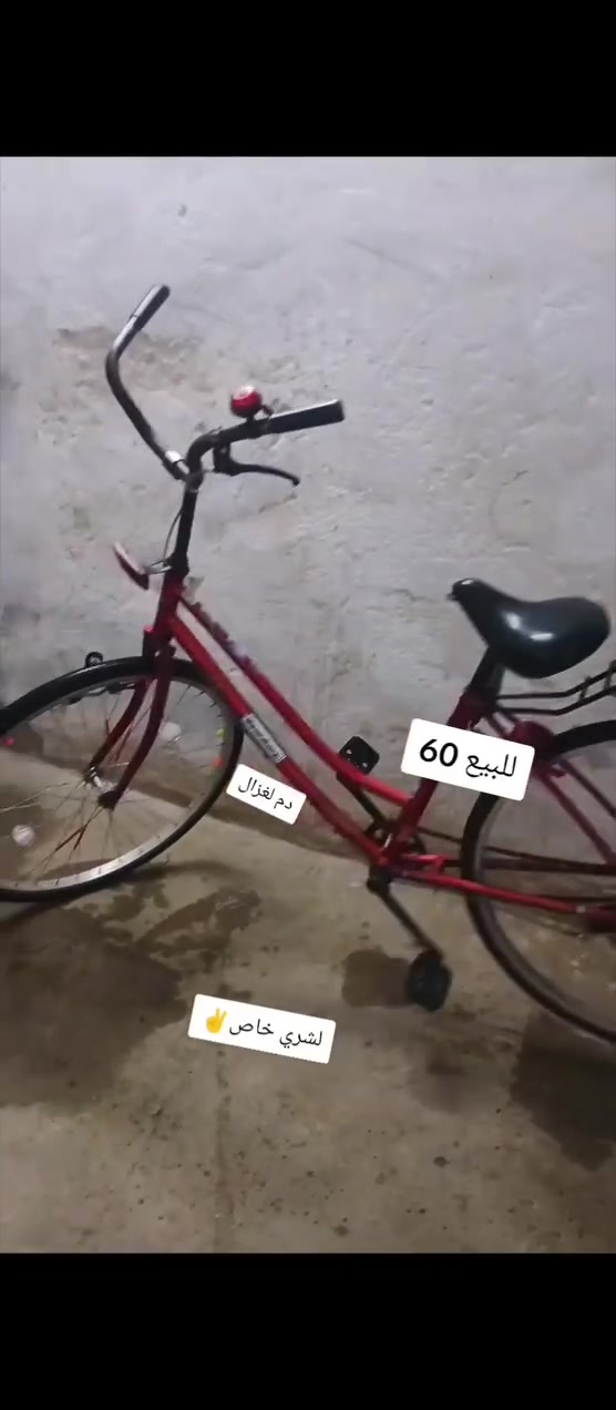 سلام عليكم بسكل حجم 26 نضيف ما مستعمل هواي مكاني نجف حولي لسعر 60 بي مجال قليل ***********
