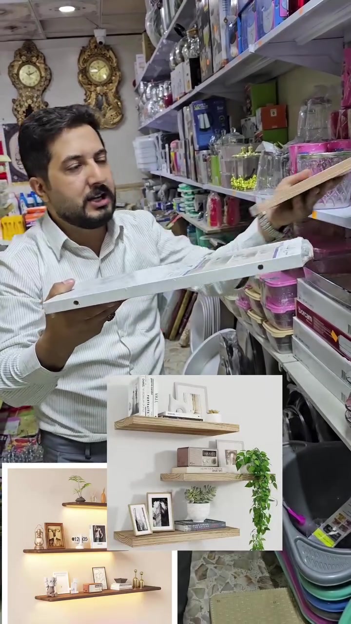 رف خشبي • ديكور • مكتبة