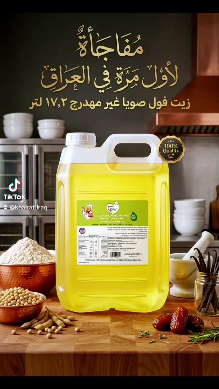 أطيب التحيات واسعد الأوقات
‏تهديكم مجموعة شركات خيرات العراق
‏تعلن الشركة عن وصول  منتجات شركة ديلى الأمريكي 
‏
‏زيت فول الصويا غير مهدرج ١٧٫٢ لتر علي الشورتان
‏
‏الوكيل الرسمي والحصري في العراق مجموعة شركات خيرات العراق  
‏
‏ومن ألله التوفيق للجميع 💐🌷💐🌷
‏يمكنكم التواصل معنا على
‏موبايل الإدارة *********** متوفر واتس اب
‏متوفر خدمة التوصيل جمله
