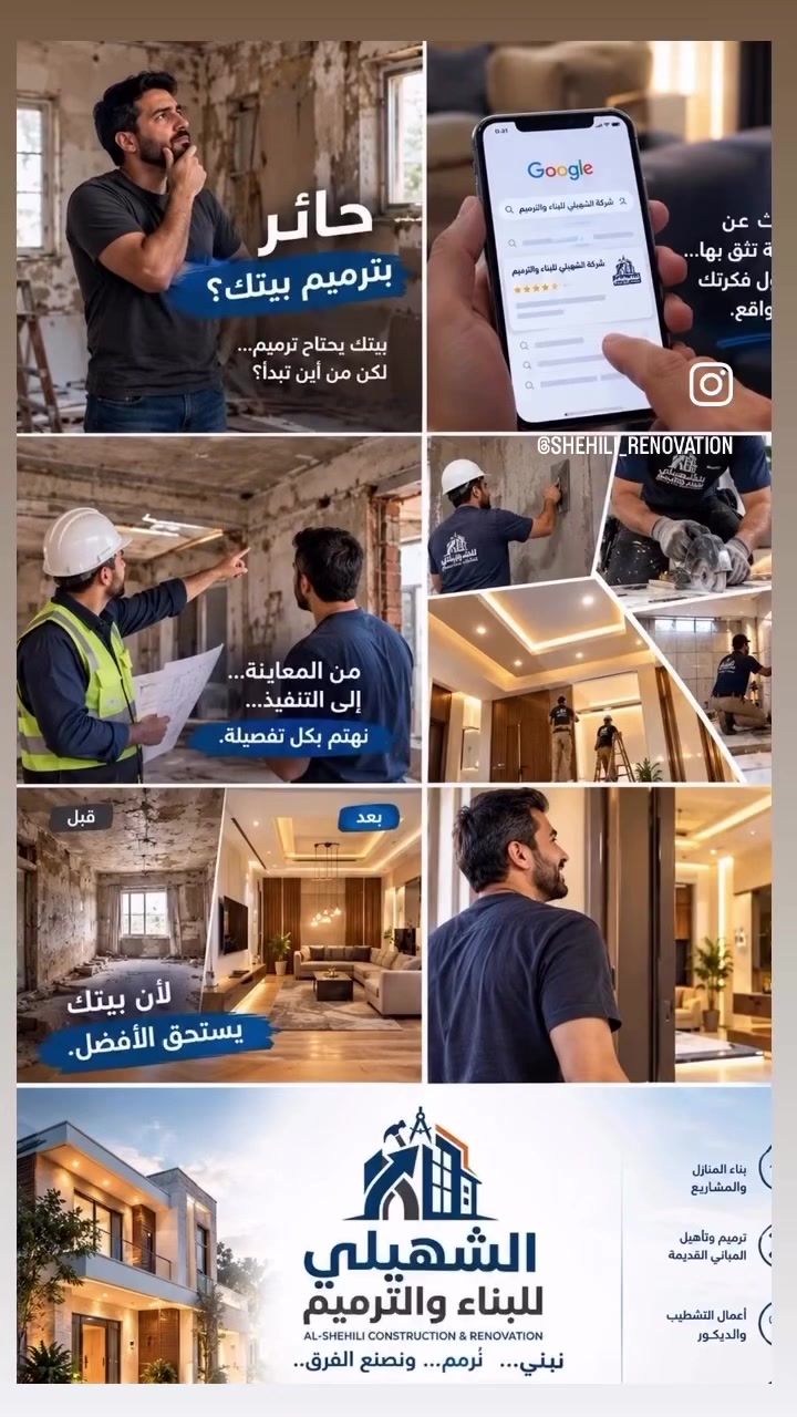 سلام عليكم
الشهيلي للبناءوالترميم 
***********
