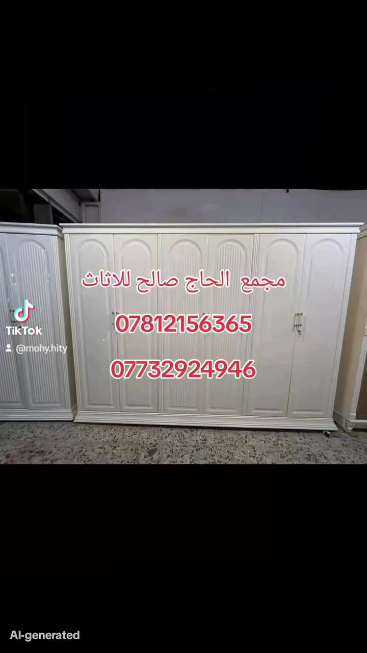 ✅2.250مليونين  🔴نجارة عراقية 100‎%‎ درجة  اولى  > تتكون من 11 قطعه          ✨مجمع الحاج صالح للاثاث العراقي ✨✅ اناره بلسرير 3 الوان متغير ✅✅وجه الكنتور خشب MDF11 ملم ✅داخل الكنتور صاج طبيعي 4ملم✅الظهر جرجوبة شد براغي ✅القاعدة الارضية للكنتوروالزاويه بلوك صاج ✅السقف للكنتورً والزاويه بلوك صاج ✅ارتفاع الكنتور255سم ✅عرض  الكنتور320 سم✅عرض الكنتور مع زاوية الملابس435 سم ✅شازلون خزان✅طابورية جلوس اضافية ✅اناره بلسرير متغير 3 الوان                     🔴السعر 2.250  فقط 🔴🔻 العنوان :  * الانبار . هيت. حي المعلمين 
***********
***********
