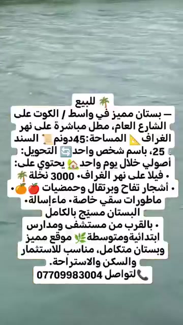 الكوت واسط • ٤٥م٢ • أرض