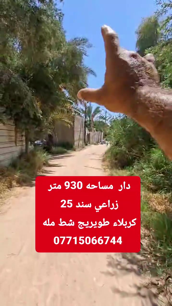 بيت + مساحه 930 متر  سند 25 زراعي
كربلاء طويريج الخيرات شط مله 
***********
