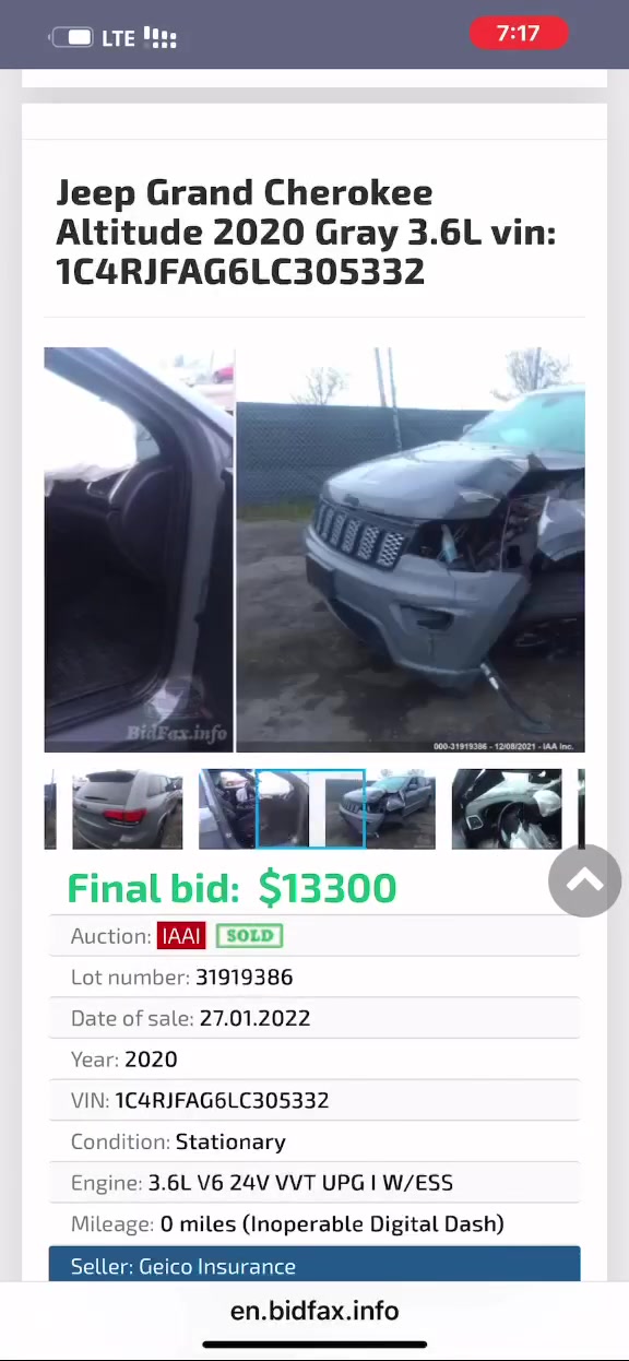 السلام عليكم جيب موديل 2020 سياره فول حادثها طرف الجامل وطرف البنيد بدون دواخل سعر السيارة 200$
رقم ***********
