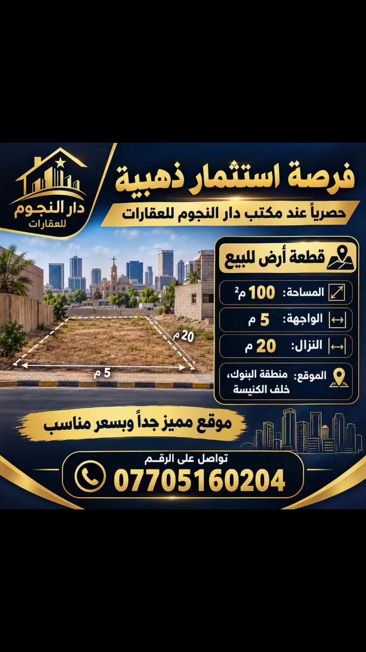 أرض • منطقة البنوك • ١٠٠م
