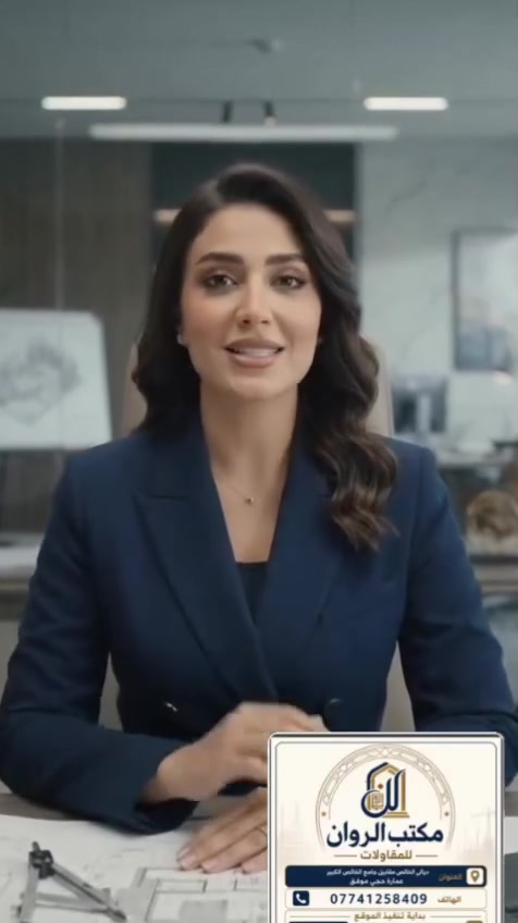 في مكتب الروان ، نؤمن بأن كل مشروع هو فرصة لأبتكار شيء استثنائي. ولهذا السبب ، يضم مكتبنا نخبة من الكوادر الهندسية والفنية المتخصصة التي تعمل بشغف لضمان اعلى معايير الجودة في كل تفاصيل مشروعك . 
من التصميم الى التنفيذ نضمن لك :
✔️ كفاءة تنفيذ عاليه : لترجمة رؤيتك بدقه واحترافيه . 
✔️ جمالية تصميمية متميزه : لخلق مساحات تعكس ذوقك واحتياجاتك . 
لا ترضى بأقل من التميز دع مكتب الروان يكون شريكك في بناء مستقبلك .
تواصلوا معنا الان على الرقم : ***********
زورونا في مكتبنا : ديالى الخالص مقابل جامع الخالص الكبير.
