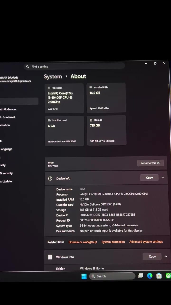 i5-10400F • GTX 1660 6GB • رام 16GB