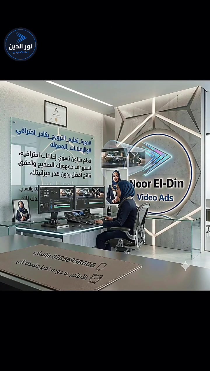 #دورة_تعليم_الترويج_بكادر_احترافي
#والإعلانات_المموله

تعلم شلون تسوي إعلانات احترافيه، تستهدف جمهورك الصحيح وتحقق نتائج أفضل بدون هدر ميزانيتك.
📲 للحجز والاستفسار: *********** واتساب
⏰ الأماكن محدوده، احجز مقعدك الآن
