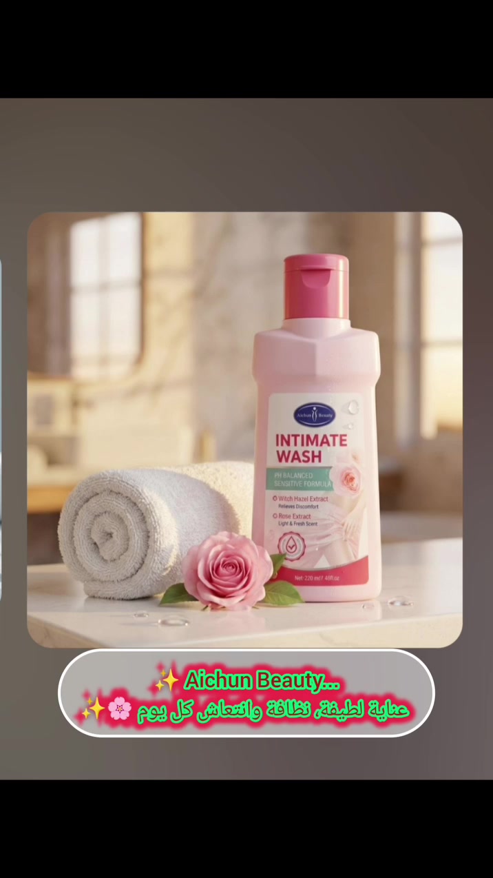 🌸✨ نظافة، نعومة، وانتعاش مع غسول Aichun Beauty للمناطق الحساسة! ✨🌸

🌷 للعناية اللطيفة وتنظيف المناطق الحساسة، يأتي Aichun Beauty Intimate Wash بتركيبته الخاصة والمتوازنة من حيث pH، ليكون خيارًا مناسبًا للاستخدام الخارجي. 💗✨

🔹 مميزات وفوائد الغسول:
🌿 غني بخلاصة الورد: يحتوي على خلاصة الورد للعناية اللطيفة بالمنطقة الحساسة. 🌹
🫧 تنظيف لطيف: يساعد على تنظيف المنطقة الحساسة بلطف، ويمنحكِ إحساسًا بالنظافة والانتعاش. ✨
🌸 رائحة منعشة ولطيفة: تترك إحساسًا بالنظافة والانتعاش.
⚖️ متوازن من حيث الـ pH: تركيبة لطيفة ومناسبة للبشرة الحساسة. 💗
💧 مكونات مفيدة: يحتوي على فيتامين E وهيالورونات الصوديوم (Sodium Hyaluronate).
📦 الحجم: 220 مل

⚠️ طريقة الاستخدام:
بعد غسل المنطقة بالماء الدافئ، خذي كمية مناسبة من الغسول وضعيها على الجزء الخارجي من المنطقة الحساسة فقط، ثم دلّكي بلطف، وأخيرًا اشطفي المنطقة جيدًا بالماء الدافئ. 🚿💗

📌 ملاحظة: جميع المعلومات المذكورة أعلاه مأخوذة من البيانات والتعليمات الموجودة على عبوة المنتج. 📦💗

📦🚚 توصيل إلى جميع محافظات العراق! 🇮🇶✨
📲 للطلب أو الاستفسار، راسلونا الآن:
📱 ***********
📱 ***********
💬 واتساب وفايبر متوفران.

✨ Aichun Beauty... عناية لطيفة، نظافة وانتعاش كل يوم! 🌸✨

#AichunBeauty #IntimateWash #غسول_للمناطق_الحساسة #غسول_نسائي #نظافة_شخصية العناية_الشخصية العراق بغداد أربيل
