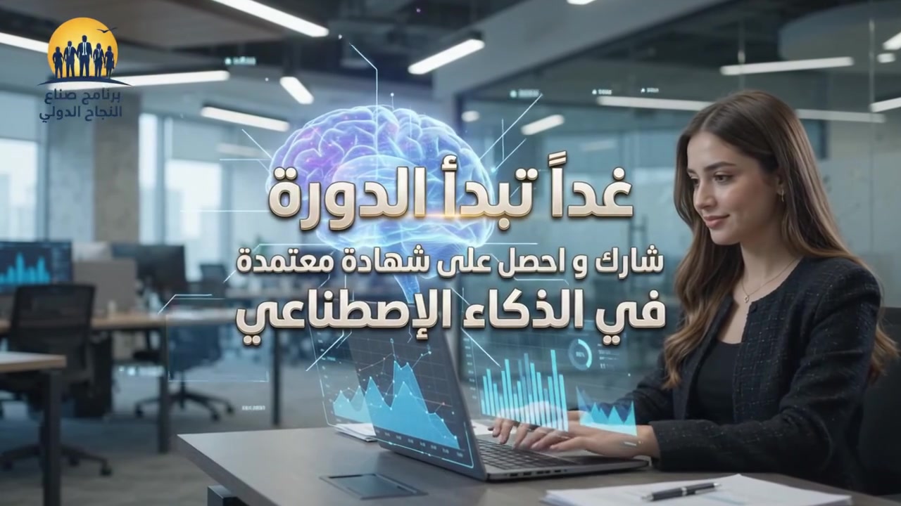 دورة ذكاء اصطناعي • عملي ٤٠ مهمة • شهادة مع QR