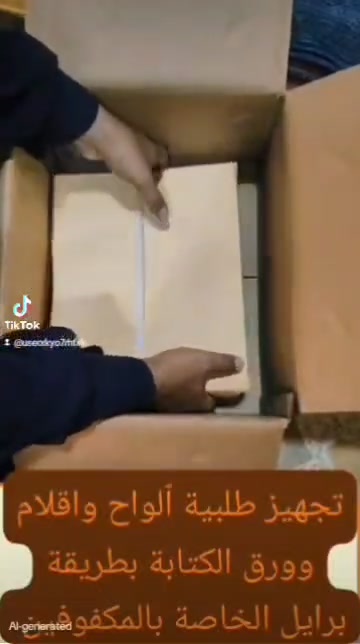 تم تجهيز طلبية ٱلواح واقلام وورق الكتابة بطريقة برايل الخاصة بالمكفوفين .
الٱلواح والاقلام والورق جديد/ة عدد اسطر الكتابة في اللوحة 27 سطر 
حجم اللوحة قياس : 28سم الطول/ 23سم عرض .
حجم فايل الكتابة قياس : 30سم الطول/ 26سم العرض.
للطلب والتبرع التواصل على رقم الواتساب : *********** .
ملاحظة : عدد الورق أو فايلات كتابة برايل في البتد المعروض بالفيديو يحتوي على 600 فايل ويمكن طلب 100 فايل بسعر 10 الاف. وسعر اللوحة الواحدة مع القلم ب25 ألف وعند طلب اكثر من عشرة ٱلواح يكون السعر أقل .