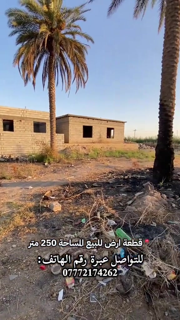 قطعة ارض للبيع موقع شارع الصدور الهارونية المساحة 250 متر متوفر كهرباء ماء تبليط للباب الاستفسار ***********
