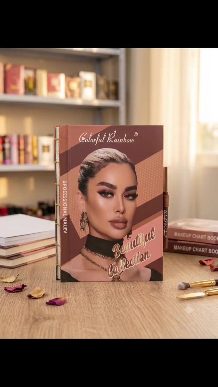 "جمالكِ يبدأ من هنا. 
"اكتشفي سر إطلالتكِ الساحرة. 
"كل ما تحتاجينه لإبراز جمالكِ، في دفتر واحد.
"الدفتر اللي بيخليكِ ملكة! 
"دلعِ حالك.. المكياج هذا مو أي مكياج!
عبارات بلمسة فنية:
"الألوان اللي بتغير يومكِ.. في دفترنا. ميك_اب"
"تألقِ، أبرزِ جمالكِ.. مع دفتر المكياج هذا. فن_التجميل"
"هدية مثالية لكل محبات الجمال. مكياج_جديد"
"كل قطعة في الدفتر.. حكاية جمال. إبداع"
"اجعلِ كل يوم، يوم جمالكِ. روتين_الجمال"
"سحر الألوان. م
"جمال طبيعي. 
"كل يوم أجمل. 
"اختيار الملكات.
"اكتشفي الفرق. 

#جمال #تجميل ميك_اب إطلالة سحر_الجمال #دفتر_مكياج ألوان عناية #هدية جمالك وهو #فن_المكياج
