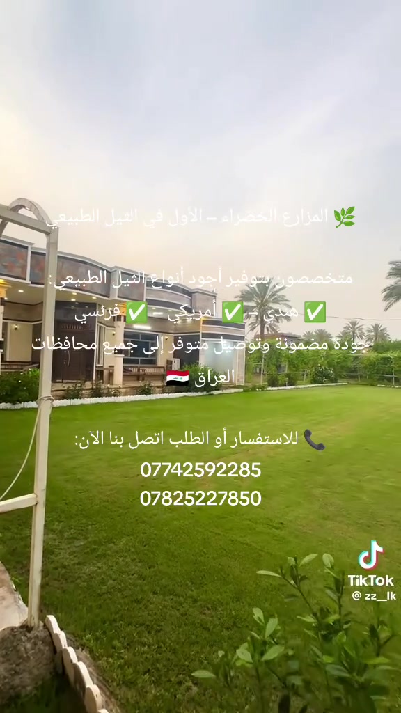 🌿 المزارع الخضراء – الأول في الثيل الطبيعي

متخصصون بتوفير أجود أنواع الثيل الطبيعي:
✅ هندي – ✅ أمريكي – ✅ فرنسي
جودة مضمونة وتوصيل متوفر إلى جميع محافظات العراق 🇮🇶

📞 للاستفسار أو الطلب اتصل بنا الآن:
***********
***********
