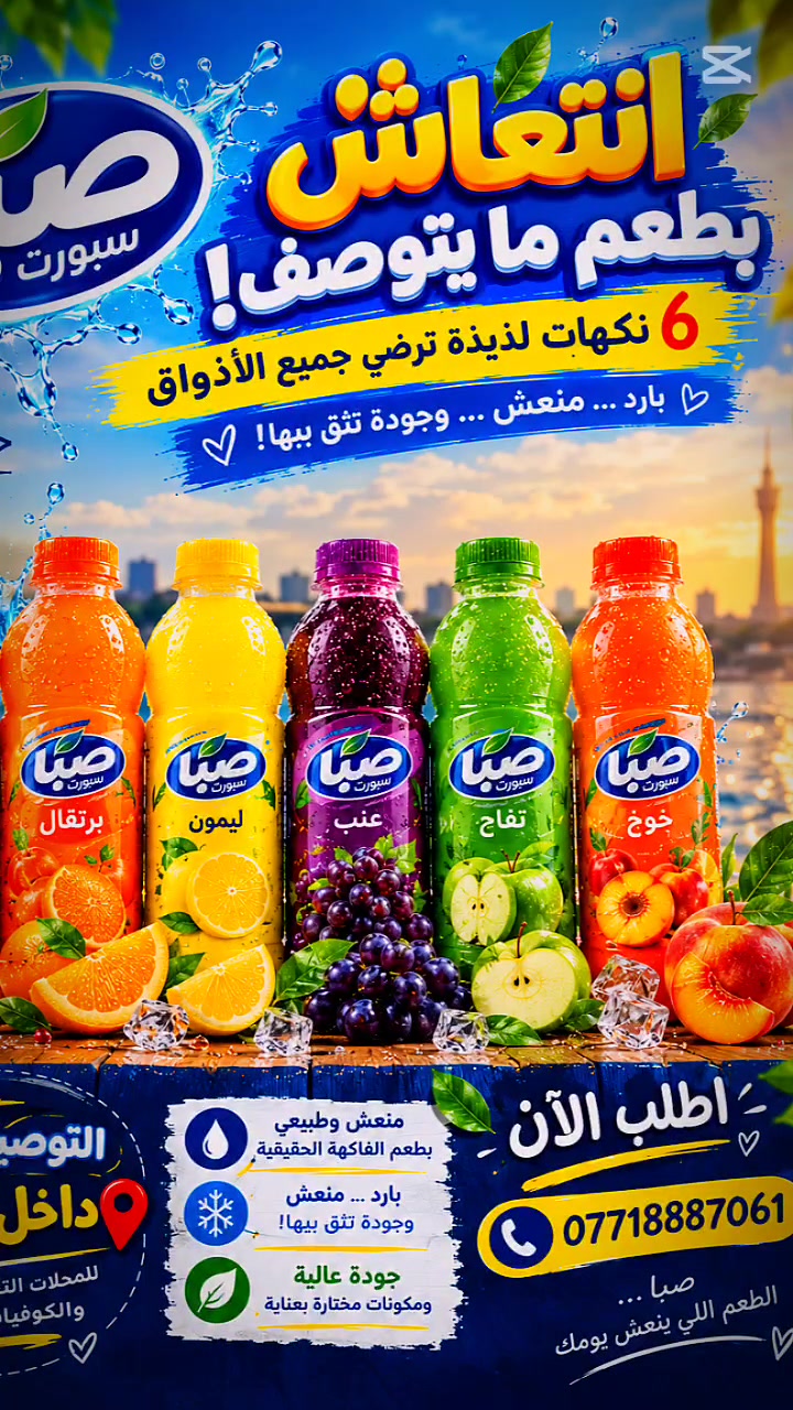 عصائر الصبا سبورت • ٦ نكهات • توصيل مجاني