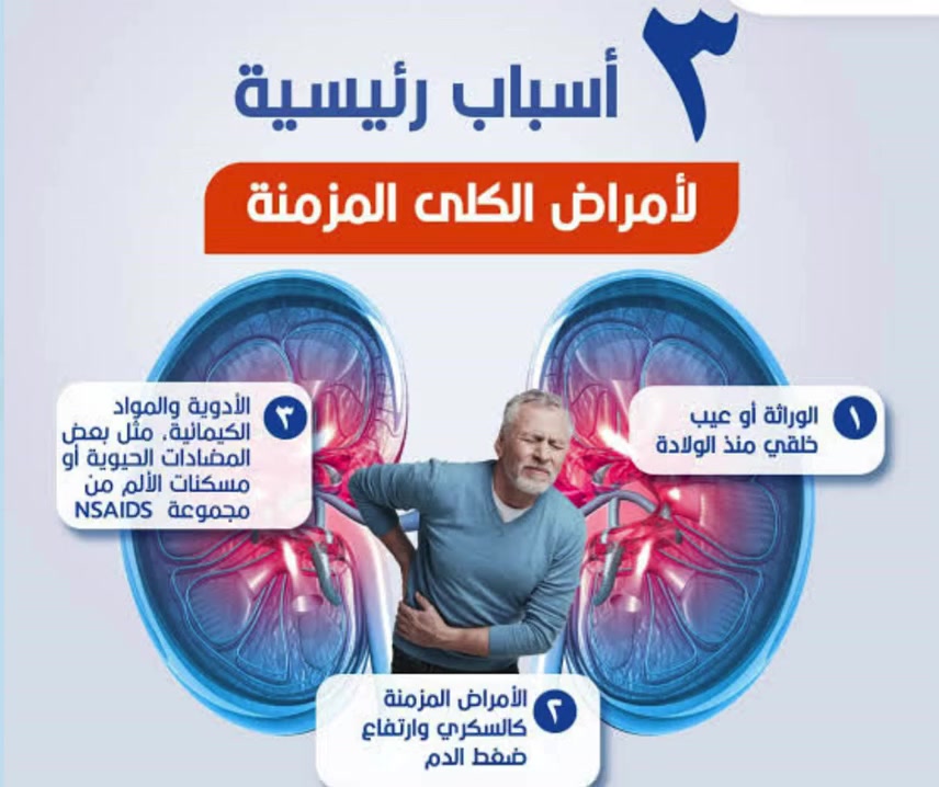 ❤أسباب أمراض الكلى 
مرض السكري: يعد السبب الأكثر شيوعاً لتلف الكلى.
ارتفاع ضغط الدم: يضر بالأوعية الدموية الدقيقة في الكليتين
العوامل الوراثية: مثل مرض الكلية متعددة الكيسات.
الإفراط في الأدوية: كاستخدام مسكنات الألم لفترات طويلة.
الدكتور الاستشاري 👨‍⚕️ جاسم محمد الخزرجي
شهادة الاختصاص البورد (الدكتوراه) في جراحة الكلى والمسالك البولية     
 🔸️🔸️M.B.Ch.B.-F.I.C.M.S.🔸🔸
👨🏻‍🦰🧓🏻👩🏻‍🦰
مجمع نور الزهراء الطبي التخصصي#
📍-بغداد -المشتل - منتصف شارع المطبك - مقابل مصور طرابلس -مجاو  صيدلية نور عبد الله الزلزلي 📍
                                      ➖️➖️➖️
للحجز والاستفسار يمكن الاتصال على الرقم
☎️ *********** ☎️
#الكلى#اسباب
