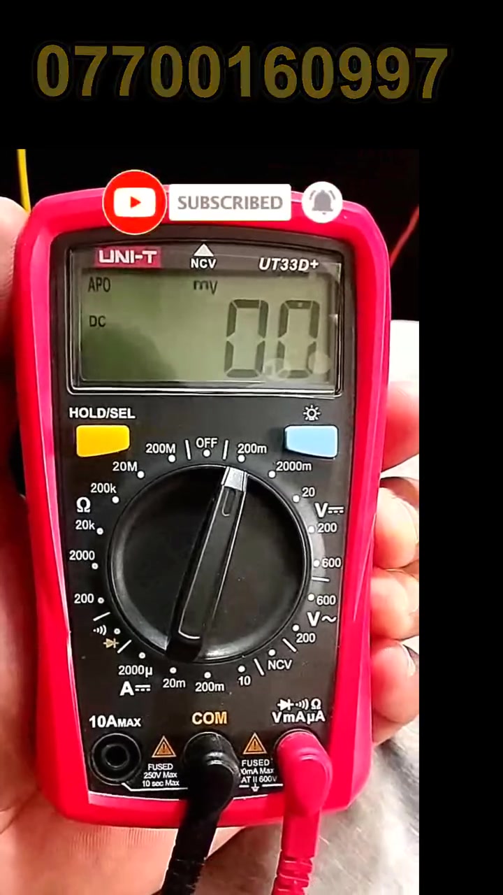 UNI-T UT33D+ | ملتيميتر رقمي صغير بحجم الكف

⚡ عملي، متين، وسهل الاستخدام في أعمال القياس اليومية!

جهاز UNI-T UT33D+ ملتيميتر رقمي مدمج، مناسب للكهربائيين وفنيي الصيانة والإلكترونيات والاستخدام المنزلي، ويتميز بوجود NCV لكشف الجهد بدون تلامس، إضافة إلى قياس الجهد والتيار المستمر والمقاومة.

⚡ أهم المواصفات:

✅ قياس الجهد المستمر DCV حتى 600V

✅ قياس الجهد المتردد ACV حتى 600V

✅ قياس التيار المستمر DC حتى 10A

❌ لا يدعم قياس تيار AC

✅ قياس المقاومة حتى 200MΩ

✅ NCV لكشف الجهد بدون تلامس

✅ فحص الدايود

✅ فحص الاستمرارية مع جرس 🔔

✅ شاشة 2000 Counts

✅ إضاءة خلفية للشاشة

✅ وظيفة HOLD لتثبيت القراءة

✅ Auto Power Off للإيقاف التلقائي

✅ اختيار المدى يدوي Manual Range

✅ مقاوم للسقوط من ارتفاع يصل إلى 2 متر

✅ تصميم مريح مع مكان لتثبيت مجسات القياس.

📊 نطاقات القياس:

🔹 DC Voltage: 200mV / 2V / 20V / 200V / 600V
🔹 AC Voltage: 200V / 600V
🔹 DC Current: 2000µA / 20mA / 200mA / 10A
🔹 Resistance: من 200Ω حتى 200MΩ
🔹 NCV: كشف الجهد المتردد بدون تلامس.

🛡️ الأمان:

🔒 CAT II 600V
🛡️ حماية خارجية متينة ومقاومة للسقوط حتى 2 متر.

📏 المواصفات العامة:

🔋 البطارية: 2 × AAA 1.5V

📺 الشاشة: 66 × 51mm

📐 الأبعاد: 134 × 77 × 47mm

⚖️ الوزن: حوالي 206g مع البطاريات

🎨 اللون: أحمر + رمادي.

🛠️ مناسب لـ:

⚡ الكهربائيين
🔧 فنيي الصيانة
🔌 فحص الدوائر الكهربائية
🖥️ الإلكترونيات
🏠 الاستخدام المنزلي
🎓 التدريب والتعليم

📲 للطلب والاستفسار عبر واتساب:
***********

عالم أجهزة يونيتي | UNITUnboxing
أجهزة القياس من UNI-T 🔧⚡

#UNI_T #UT33DPlus #UT33D #Multimeter #DigitalMultimeter #NCV #ملتيميتر #أفوميتر #UNI_T_Iraq #أجهزة_قياس #أجهزة_يونيتي
