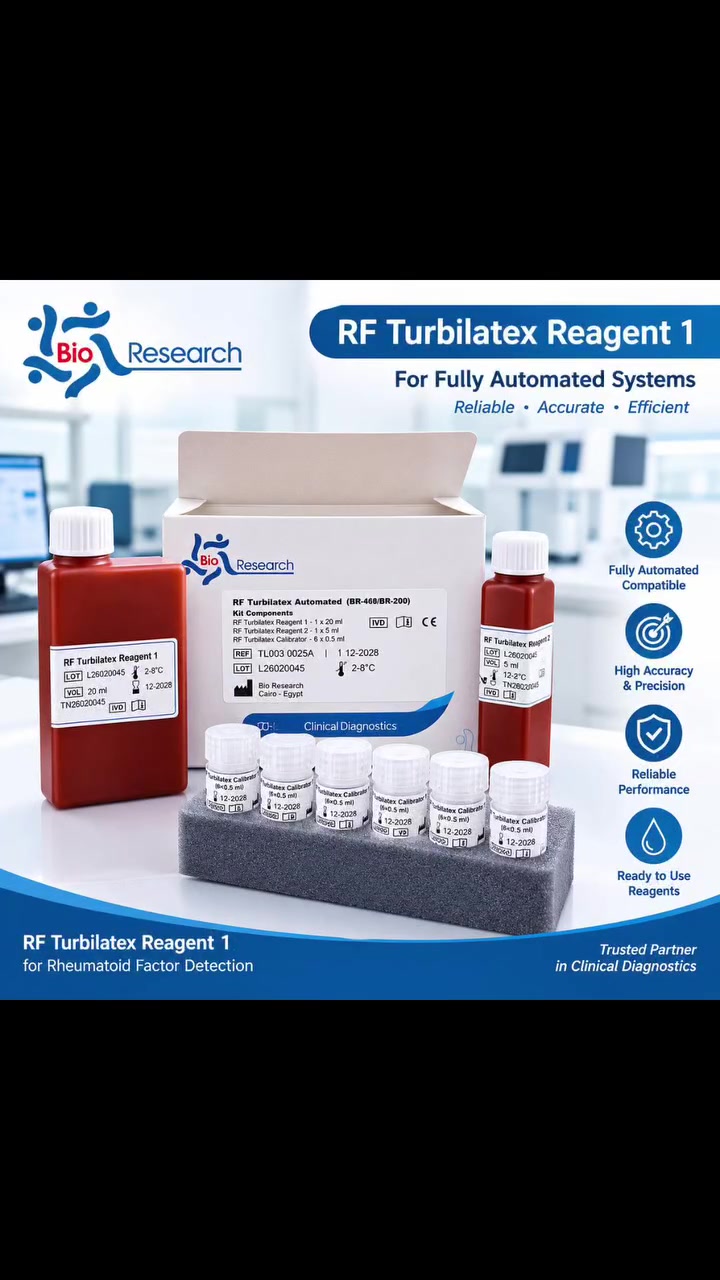 🧪 RF Turbilatex Reagent 1

دقة تثق بها… وأداء مصمم للأنظمة الأوتوماتيكية بالكامل

قدّم نتائج موثوقة في فحوصات Rheumatoid Factor (RF) مع كيت RF Turbilatex Automated من Bio Research، المصمم للاستخدام مع أجهزة التحليل الآلي.

☑ توافق مع أنظمة Fully Automated
☑ دقة وموثوقية في الأداء
☑ كواشف ومعايرات جاهزة للاستخدام
☑ مناسب للمختبرات ومراكز التشخيص
☑ جودة موثوقة من Bio Research

🔬 RF Turbilatex Reagent 1
Your Trusted Partner in Clinical Diagnostics

📩 للاستفسار عن المنتج والتجهيز، تواصلوا معنا عبر الرسائل أو بيانات الاتصال المعتمدة لديكم.
***********
 #مختبرات #مستشفيات #تحليلات #مختبرات_طبية #مختبرات_طبية #مستشفى #شعب_الصيني_ماله_حل😂😂 #بغداد #تحليلات_مرضية #تحليلات_مرضية🔬 #مختبرات_طبيه #تحليل #Bioresearch

