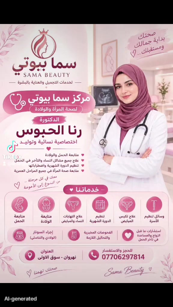 ✨ تتواجد اليوم ✨
🌸 الدكتورة رنا الحبوس 
🩺 نسائية / رعاية حوامل / فحص بالسونار
📍 النهروان – الشارع سوق الأولى _ قرب شارع ٦٠
مجمع العون الطبي 

📞 للحجز والاستفسار
***********
🤍 أهلاً وسهلاً بكم
