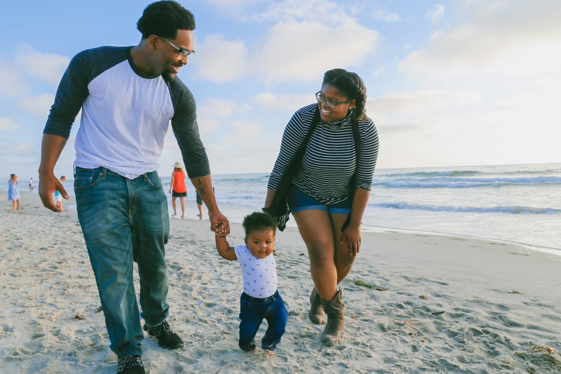 family on the beach