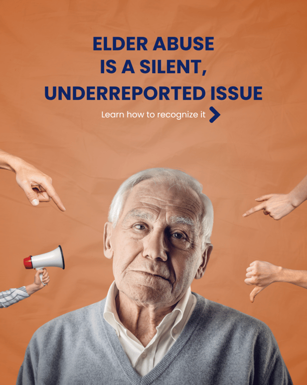 elderly man with four hands pointing at him