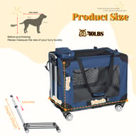 2 In 1, 24   Collapsible Travel Dog Crate For Medium Large Dogs, Rolling Pet Carrier With Wheels, 3-Door Portable Folding Pet Kennel With Mesh Windows, Indoor Outdoor Travel Use, Dark Blue — view 7