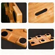 Resistance band foot plate close-up wood grain and rubber detail