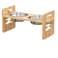 Bamboo Elevated Pet Feeder with Adjustable Height | Dog & Cat Bowl Rack — view 5