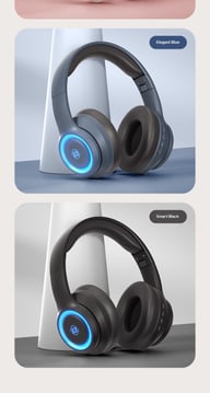 Fashionable On-Ear Bluetooth Wireless Headphones with RGB Lighting — view 16