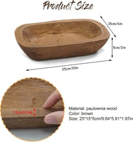 Solid Wood Hand-Carved Storage Tray | Rustic Home & Kitchen Decor — view 11