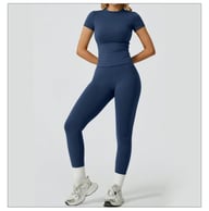 Quick-Drying Yoga Outfit Set | Tight-Fitting Short-Sleeve Top & Long Leggings — view 14