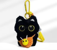 Black Cat Pendant Keychain with Bee Bib | Cute Plush Charm — view 9