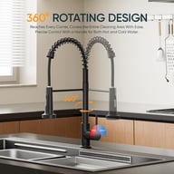 Matt Black Monobloc Kitchen Sink Mixer Tap | Pull-Out Hose Spray — view 4