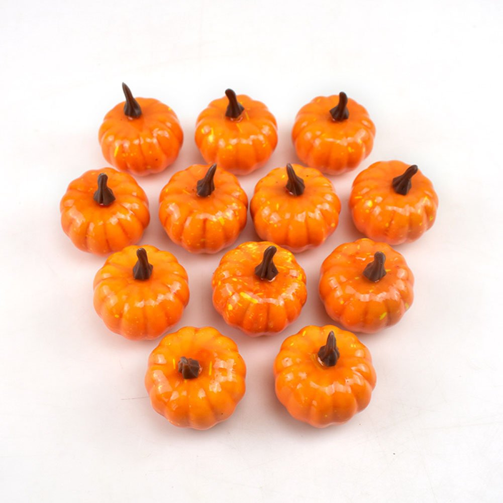 12Pcs Artificial Pumpkins Small Simulation Vegetable Decorating Thanksgiving Day Wreath Decorative Accessories 5.2cm H 4.2cm Dia