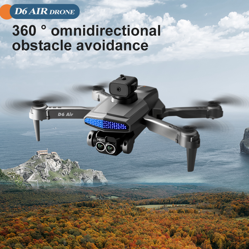 D6 Air Drone for Beginners | 540° Obstacle Avoidance Dual HD Cameras
